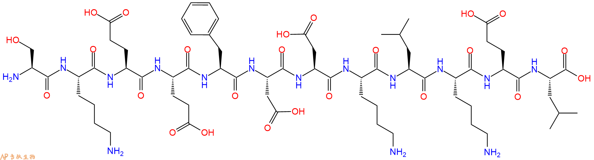 专肽生物产品H2N-Ser-Lys-Glu-Glu-Phe-Asp-Asp-Lys-Leu-Lys-Glu-Leu-OH
