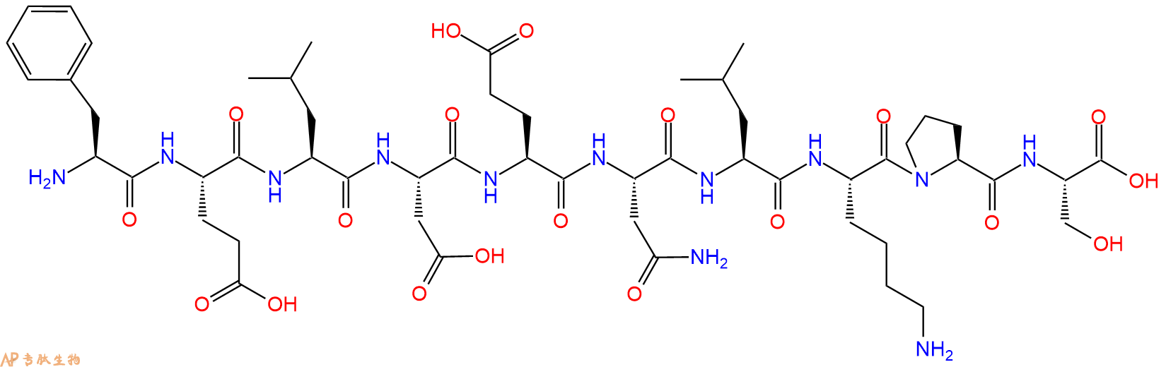 专肽生物产品H2N-Phe-Glu-Leu-Asp-Glu-Asn-Leu-Lys-Pro-Ser-OH