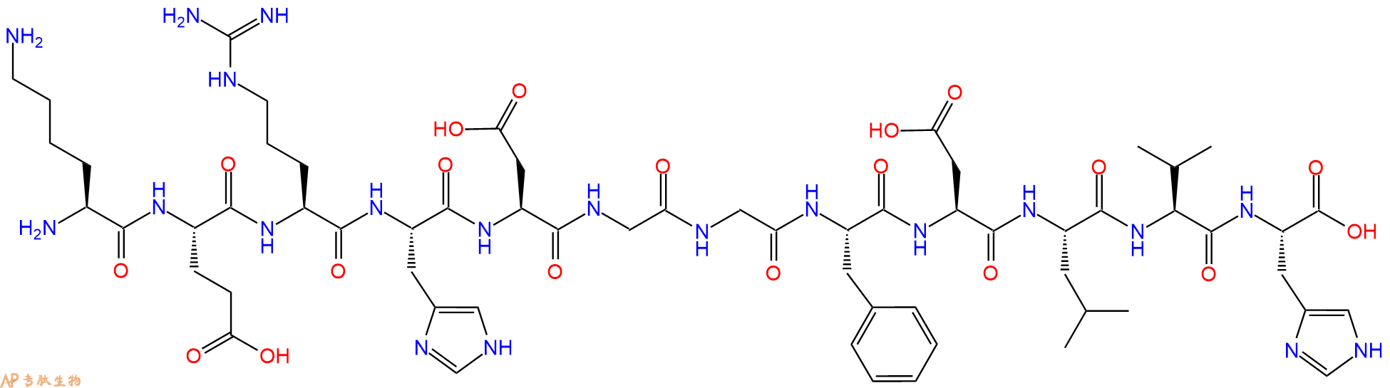 专肽生物产品H2N-Lys-Glu-Arg-His-Asp-Gly-Gly-Phe-Asp-Leu-Val-His-OH