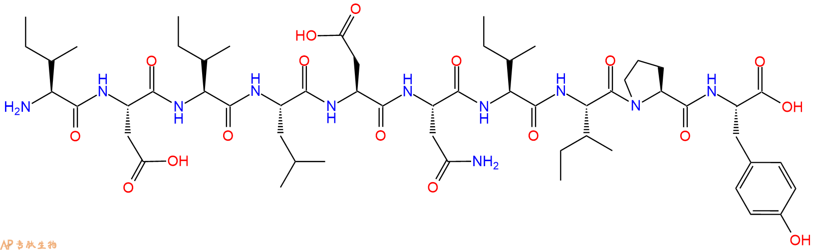 专肽生物产品H2N-Ile-Asp-Ile-Leu-Asp-Asn-Ile-Ile-Pro-Tyr-OH