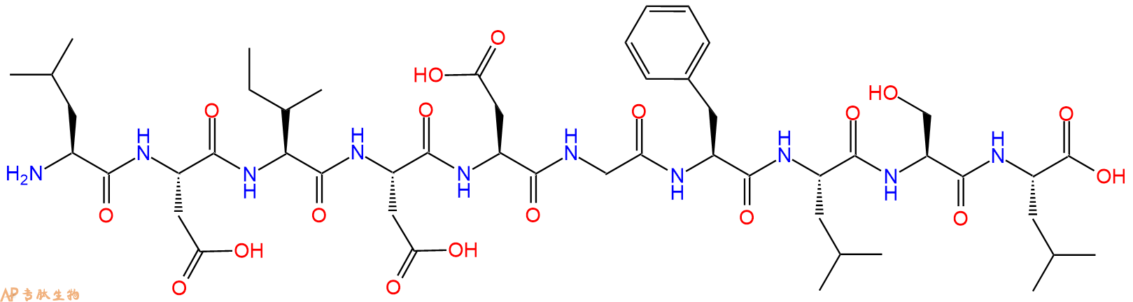 专肽生物产品H2N-Leu-Asp-Ile-Asp-Asp-Gly-Phe-Leu-Ser-Leu-OH
