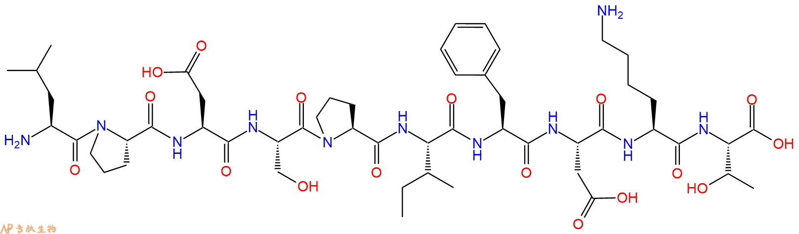 专肽生物产品H2N-Leu-Pro-Asp-Ser-Pro-Ile-Phe-Asp-Lys-Thr-OH