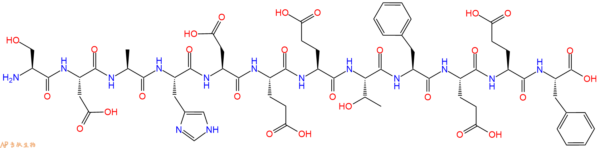 专肽生物产品H2N-Ser-Asp-Ala-His-Asp-Glu-Glu-Thr-Phe-Glu-Glu-Phe-OH