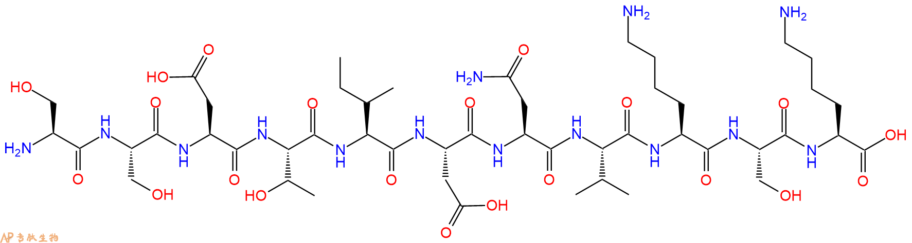 专肽生物产品H2N-Ser-Ser-Asp-Thr-Ile-Asp-Asn-Val-Lys-Ser-Lys-OH