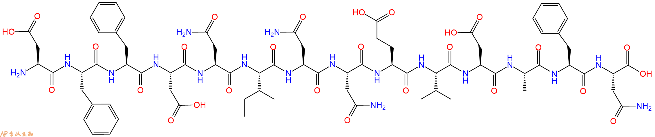 专肽生物产品H2N-Asp-Phe-Phe-Asp-Asn-Ile-Asn-Asn-Glu-Val-Asp-Ala-Phe-Asn-OH