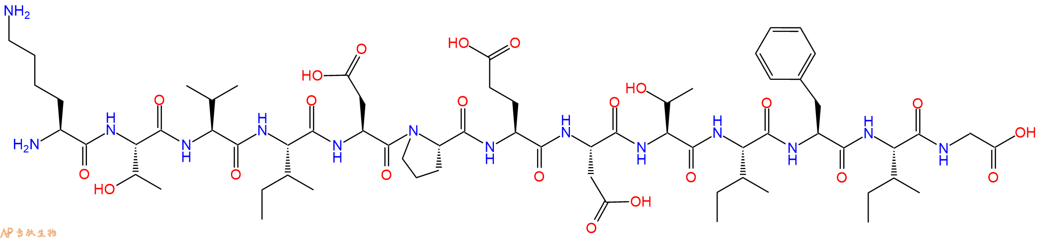 专肽生物产品H2N-Lys-Thr-Val-Ile-Asp-Pro-Glu-Asp-Thr-Ile-Phe-Ile-Gly-OH