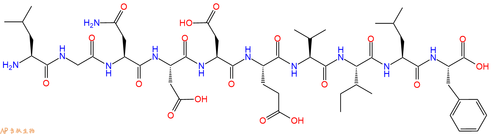 专肽生物产品H2N-Leu-Gly-Asn-Asp-Asp-Glu-Val-Ile-Leu-Phe-OH