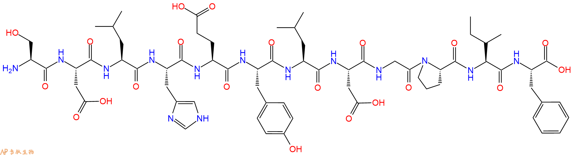 专肽生物产品H2N-Ser-Asp-Leu-His-Glu-Tyr-Leu-Asp-Gly-Pro-Ile-Phe-OH