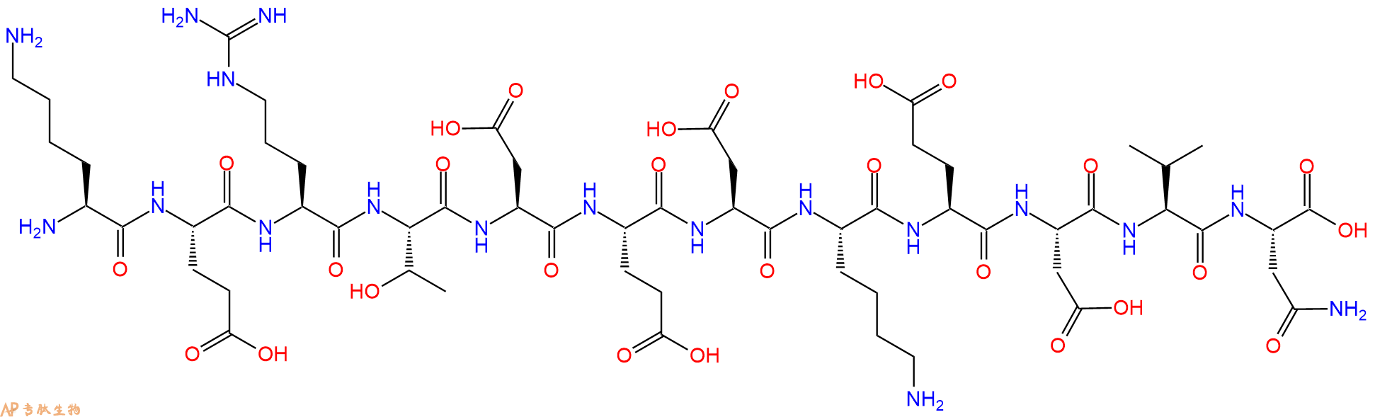 专肽生物产品H2N-Lys-Glu-Arg-Thr-Asp-Glu-Asp-Lys-Glu-Asp-Val-Asn-OH