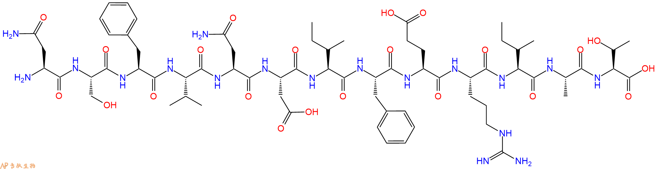 专肽生物产品H2N-Asn-Ser-Phe-Val-Asn-Asp-Ile-Phe-Glu-Arg-Ile-Ala-Thr-OH
