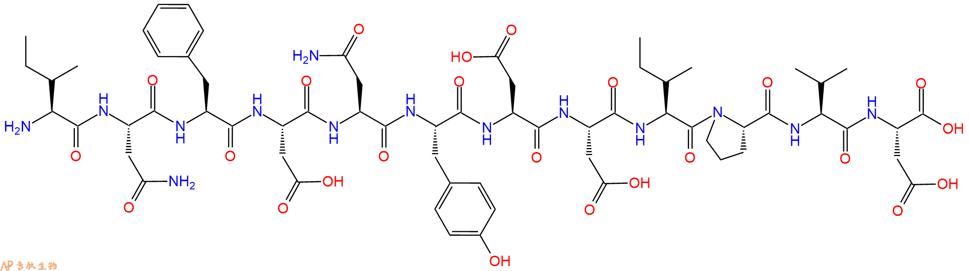 专肽生物产品H2N-Ile-Asn-Phe-Asp-Asn-Tyr-Asp-Asp-Ile-Pro-Val-Asp-OH