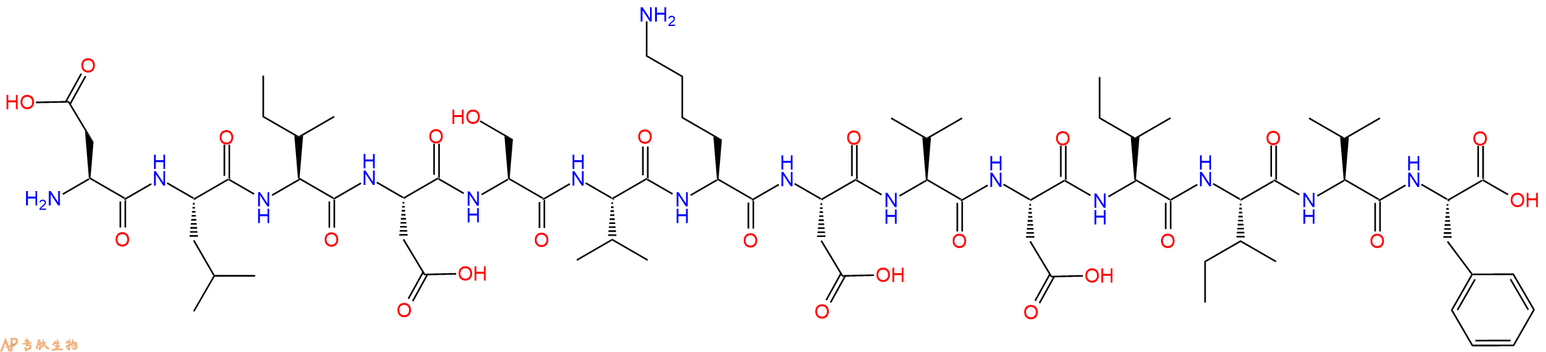 专肽生物产品H2N-Asp-Leu-Ile-Asp-Ser-Val-Lys-Asp-Val-Asp-Ile-Ile-Val-Phe-OH