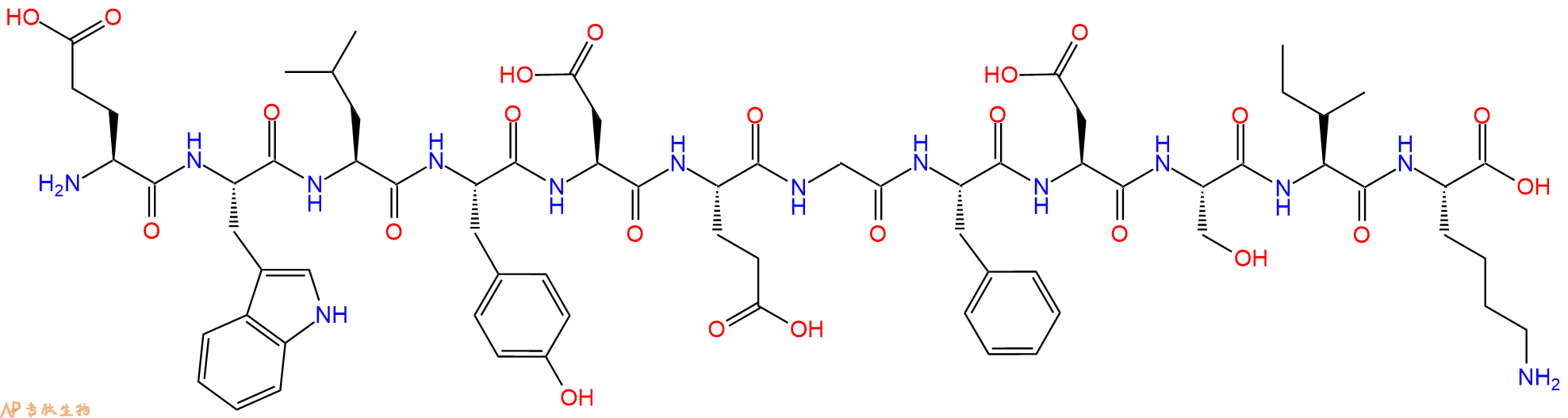 专肽生物产品H2N-Glu-Trp-Leu-Tyr-Asp-Glu-Gly-Phe-Asp-Ser-Ile-Lys-OH