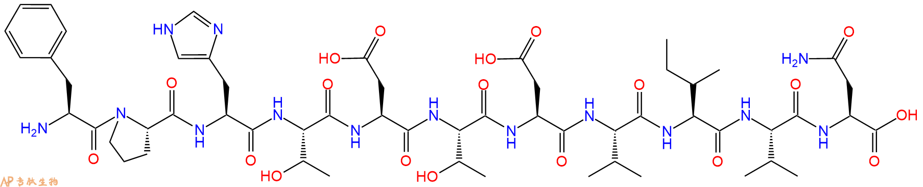 专肽生物产品H2N-Phe-Pro-His-Thr-Asp-Thr-Asp-Val-Ile-Val-Asn-OH