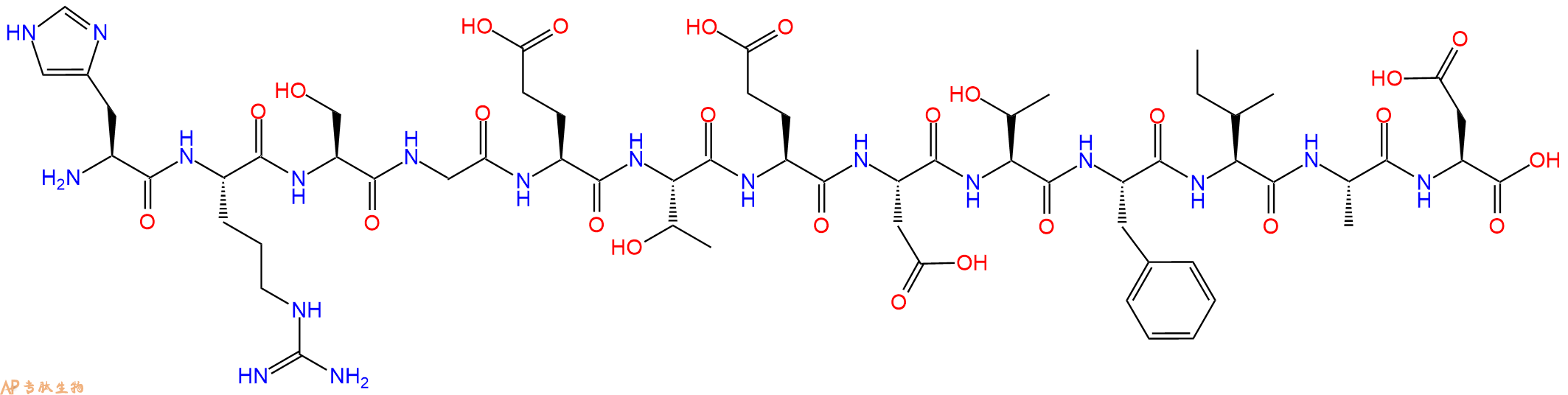 专肽生物产品H2N-His-Arg-Ser-Gly-Glu-Thr-Glu-Asp-Thr-Phe-Ile-Ala-Asp-OH