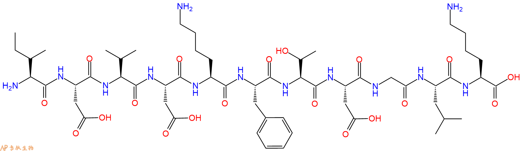 专肽生物产品H2N-Ile-Asp-Val-Asp-Lys-Phe-Thr-Asp-Gly-Leu-Lys-OH