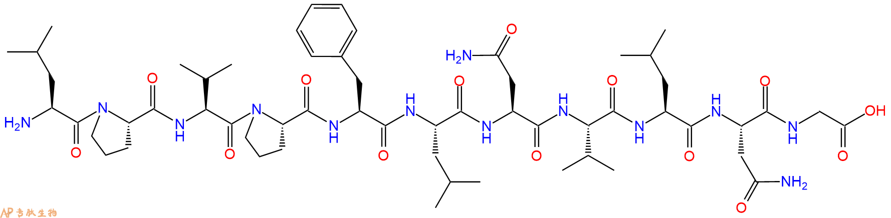 专肽生物产品H2N-Leu-Pro-Val-Pro-Phe-Leu-Asn-Val-Leu-Asn-Gly-OH