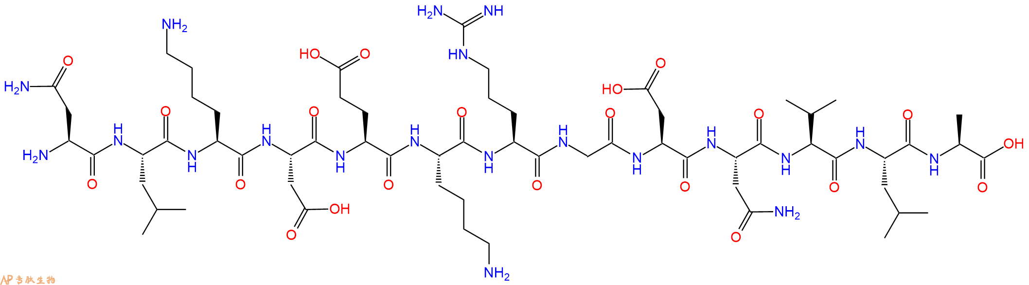 专肽生物产品H2N-Asn-Leu-Lys-Asp-Glu-Lys-Arg-Gly-Asp-Asn-Val-Leu-Ala-OH