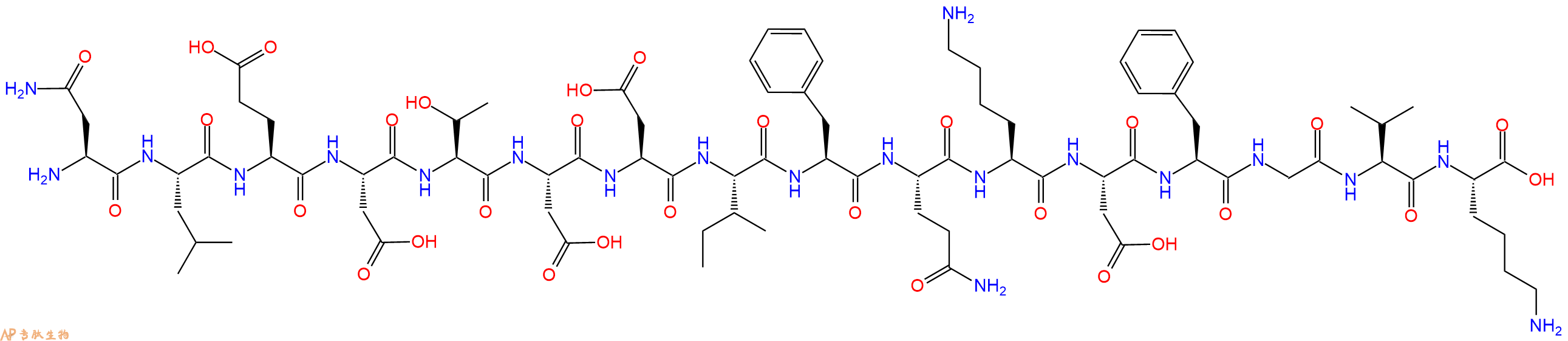 专肽生物产品H2N-Asn-Leu-Glu-Asp-Thr-Asp-Asp-Ile-Phe-Gln-Lys-Asp-Phe-Gly-Val-Lys-OH