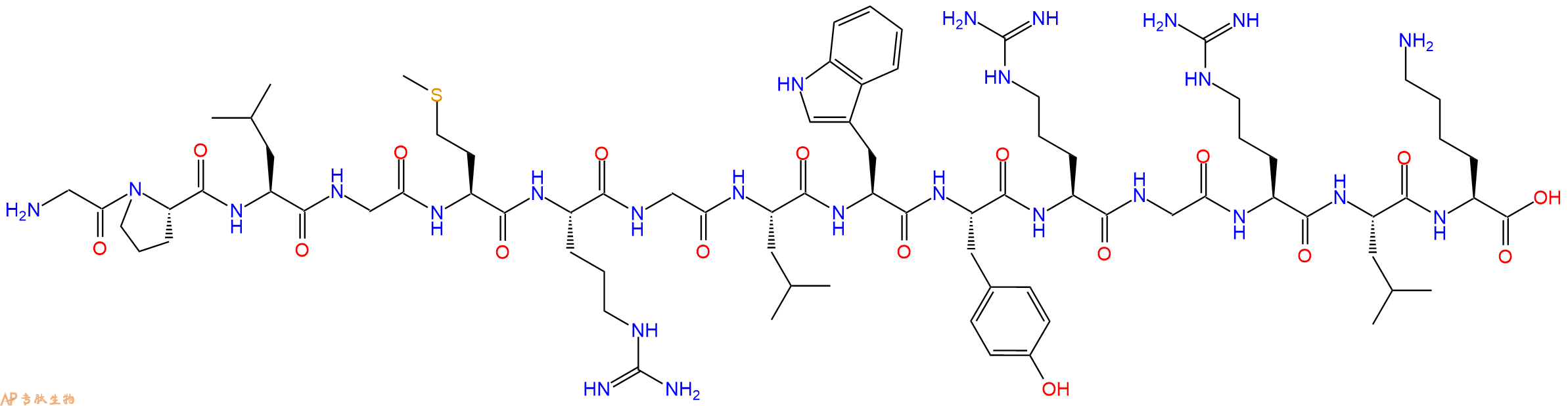 专肽生物产品H2N-Gly-Pro-Leu-Gly-Met-Arg-Gly-Leu-Trp-Tyr-Arg-Gly-Arg-Leu-Lys-OH