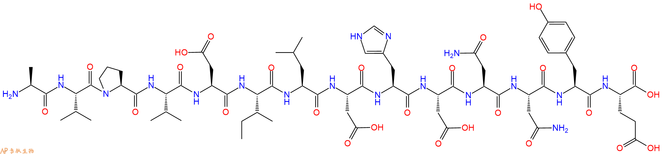 专肽生物产品H2N-Ala-Val-Pro-Val-Asp-Ile-Leu-Asp-His-Asp-Asn-Asn-Tyr-Glu-OH