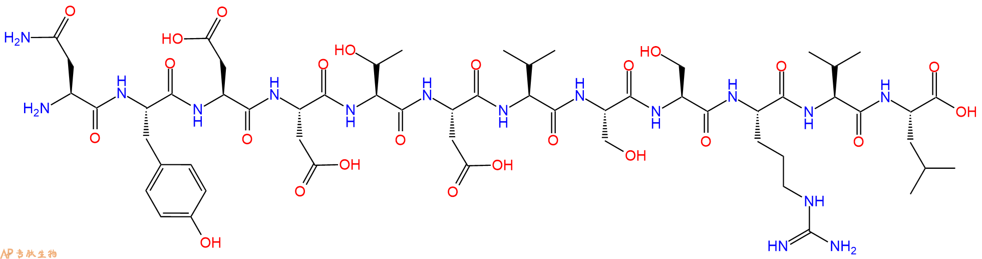 专肽生物产品H2N-Asn-Tyr-Asp-Asp-Thr-Asp-Val-Ser-Ser-Arg-Val-Leu-OH