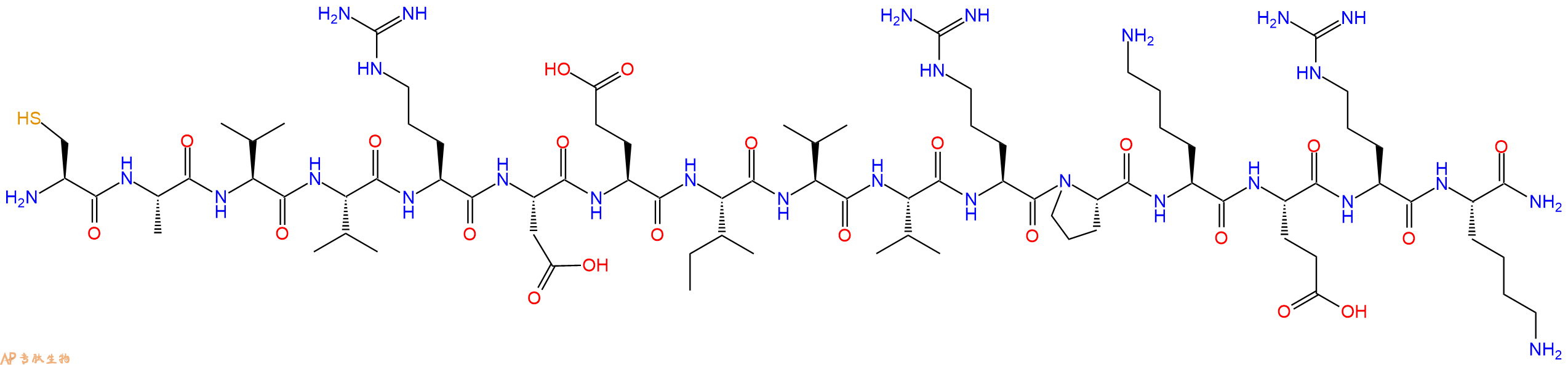 专肽生物产品H2N-Cys-Ala-Val-Val-Arg-Asp-Glu-Ile-Val-Val-Arg-Pro-Lys-Glu-Arg-Lys-CONH2