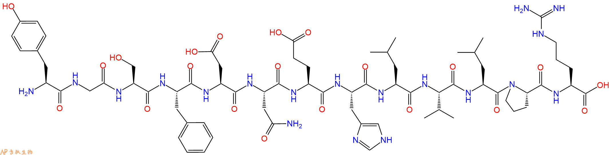 专肽生物产品H2N-Tyr-Gly-Ser-Phe-Asp-Asn-Glu-His-Leu-Val-Leu-Pro-Arg-OH