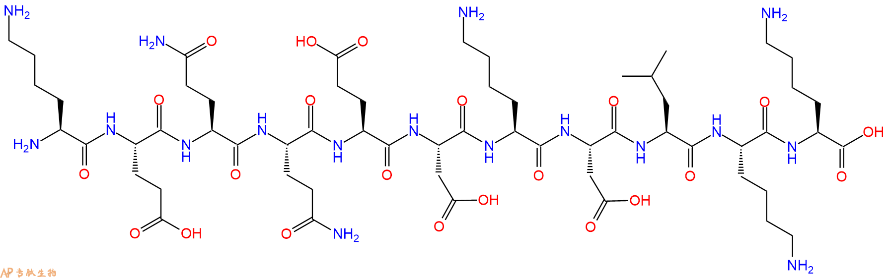 专肽生物产品H2N-Lys-Glu-Gln-Gln-Glu-Asp-Lys-Asp-Leu-Lys-Lys-OH