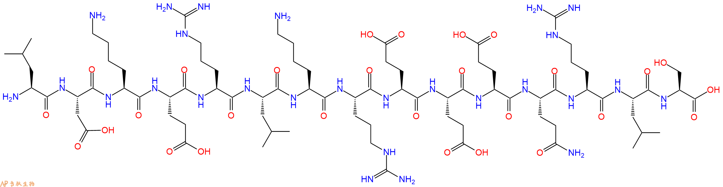 专肽生物产品H2N-Leu-Asp-Lys-Glu-Arg-Leu-Lys-Arg-Glu-Glu-Glu-Gln-Arg-Leu-Ser-OH