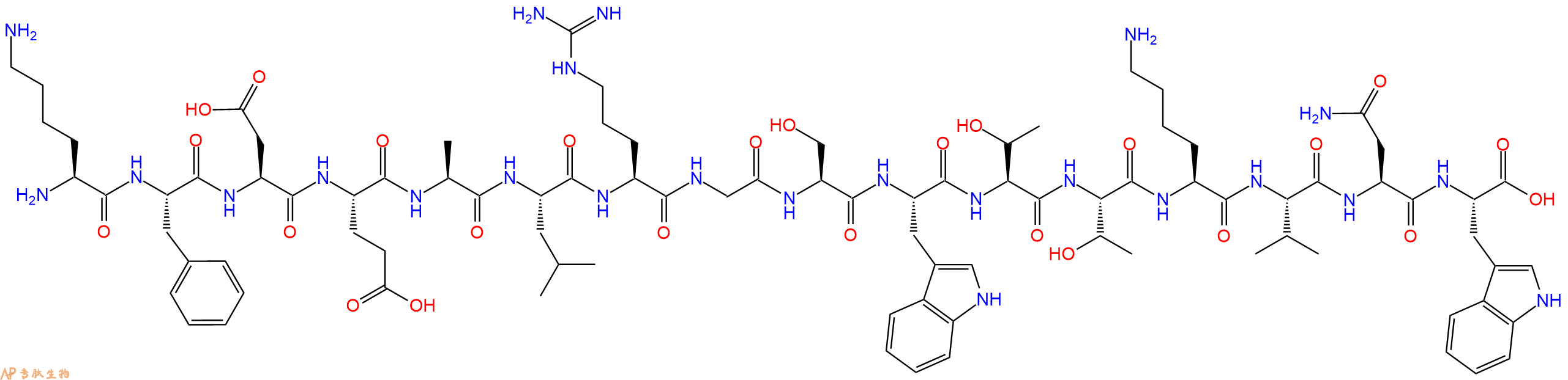 专肽生物产品H2N-Lys-Phe-Asp-Glu-Ala-Leu-Arg-Gly-Ser-Trp-Thr-Thr-Lys-Val-Asn-Trp-OH