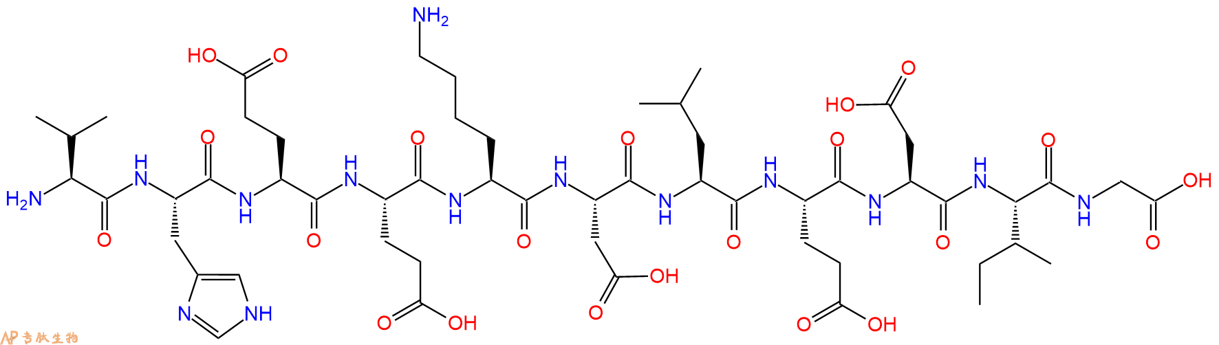 专肽生物产品H2N-Val-His-Glu-Glu-Lys-Asp-Leu-Glu-Asp-Ile-Gly-OH