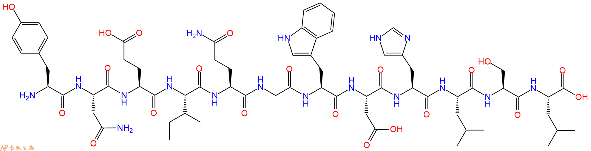专肽生物产品H2N-Tyr-Asn-Glu-Ile-Gln-Gly-Trp-Asp-His-Leu-Ser-Leu-OH