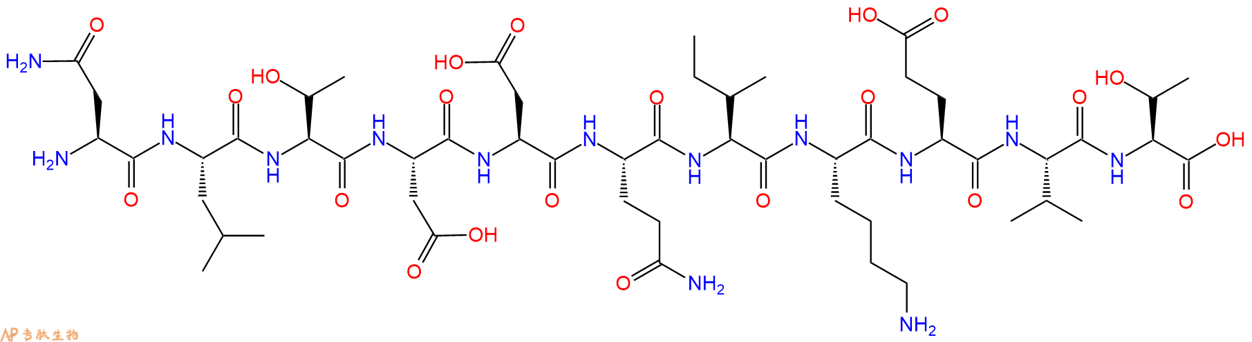专肽生物产品H2N-Asn-Leu-Thr-Asp-Asp-Gln-Ile-Lys-Glu-Val-Thr-OH