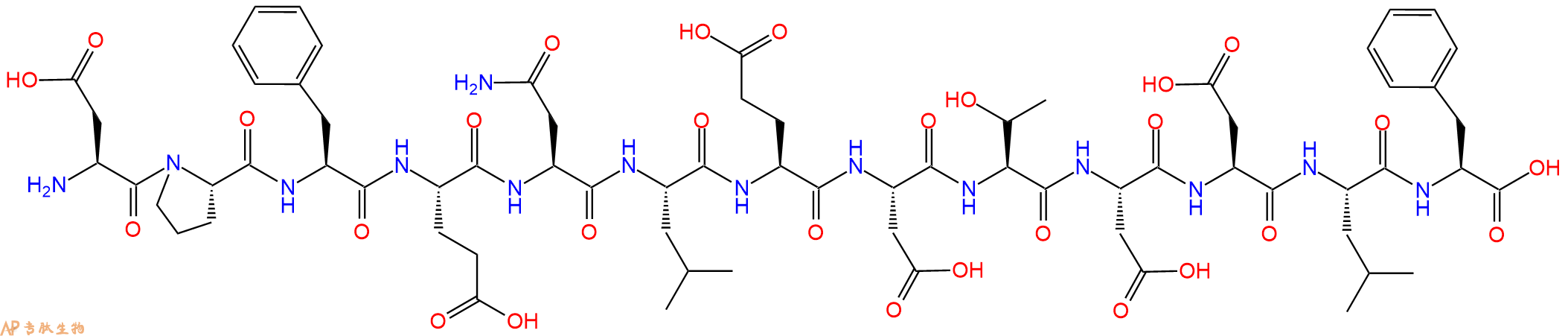专肽生物产品H2N-Asp-Pro-Phe-Glu-Asn-Leu-Glu-Asp-Thr-Asp-Asp-Leu-Phe-OH