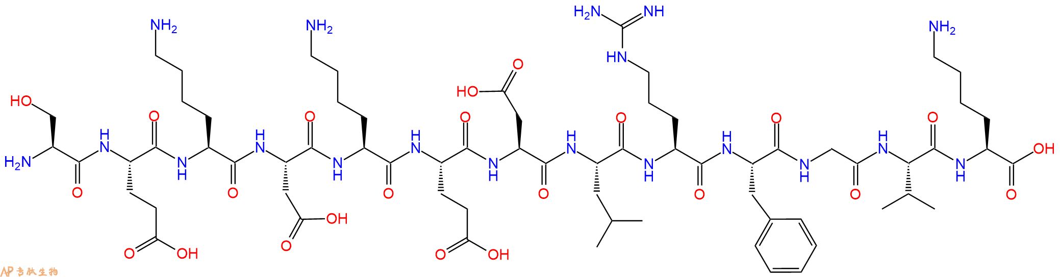 专肽生物产品H2N-Ser-Glu-Lys-Asp-Lys-Glu-Asp-Leu-Arg-Phe-Gly-Val-Lys-OH