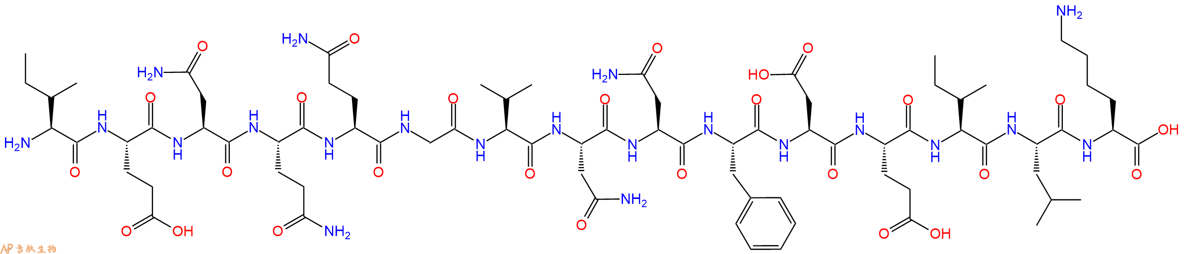 专肽生物产品H2N-Ile-Glu-Asn-Gln-Gln-Gly-Val-Asn-Asn-Phe-Asp-Glu-Ile-Leu-Lys-OH