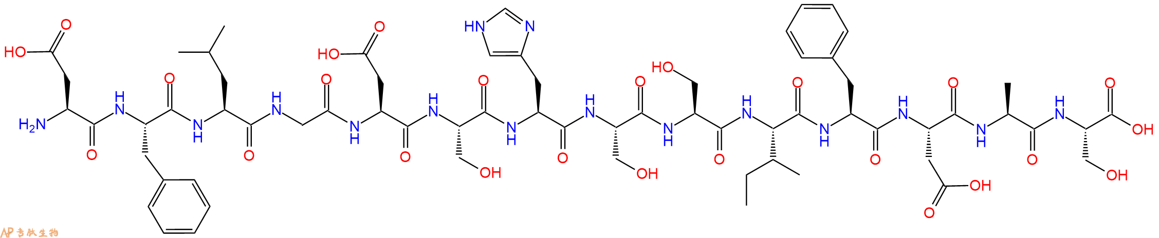 专肽生物产品H2N-Asp-Phe-Leu-Gly-Asp-Ser-His-Ser-Ser-Ile-Phe-Asp-Ala-Ser-OH