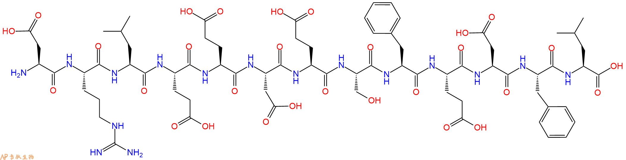 专肽生物产品H2N-Asp-Arg-Leu-Glu-Glu-Asp-Glu-Ser-Phe-Glu-Asp-Phe-Leu-OH