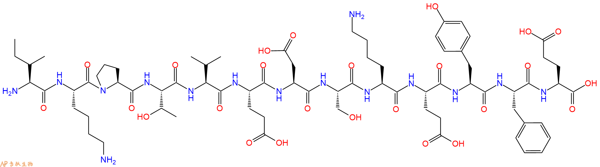 专肽生物产品H2N-Ile-Lys-Pro-Thr-Val-Glu-Asp-Ser-Lys-Glu-Tyr-Phe-Glu-OH