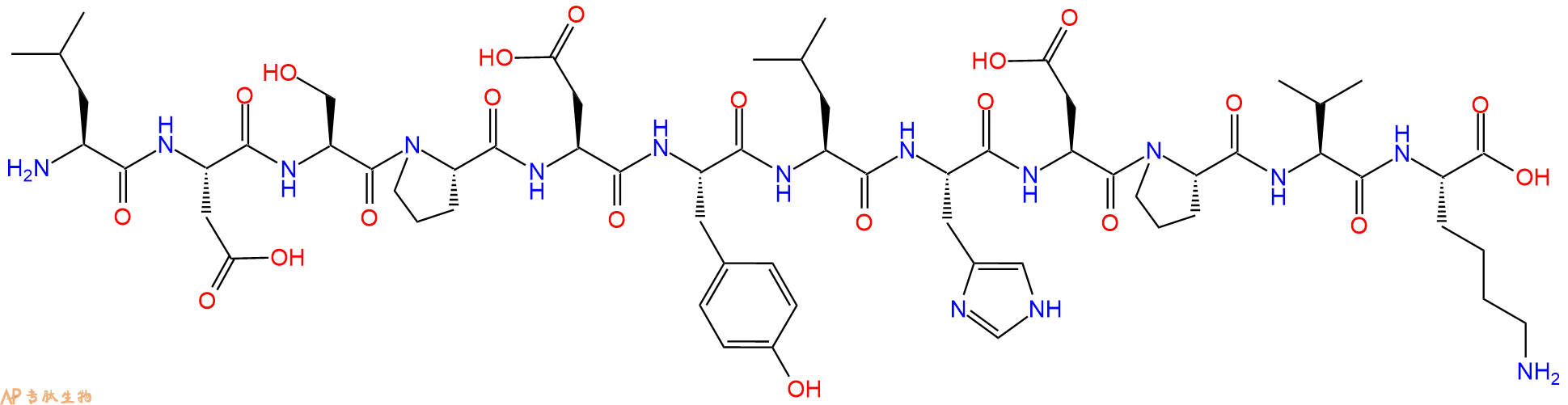专肽生物产品H2N-Leu-Asp-Ser-Pro-Asp-Tyr-Leu-His-Asp-Pro-Val-Lys-OH