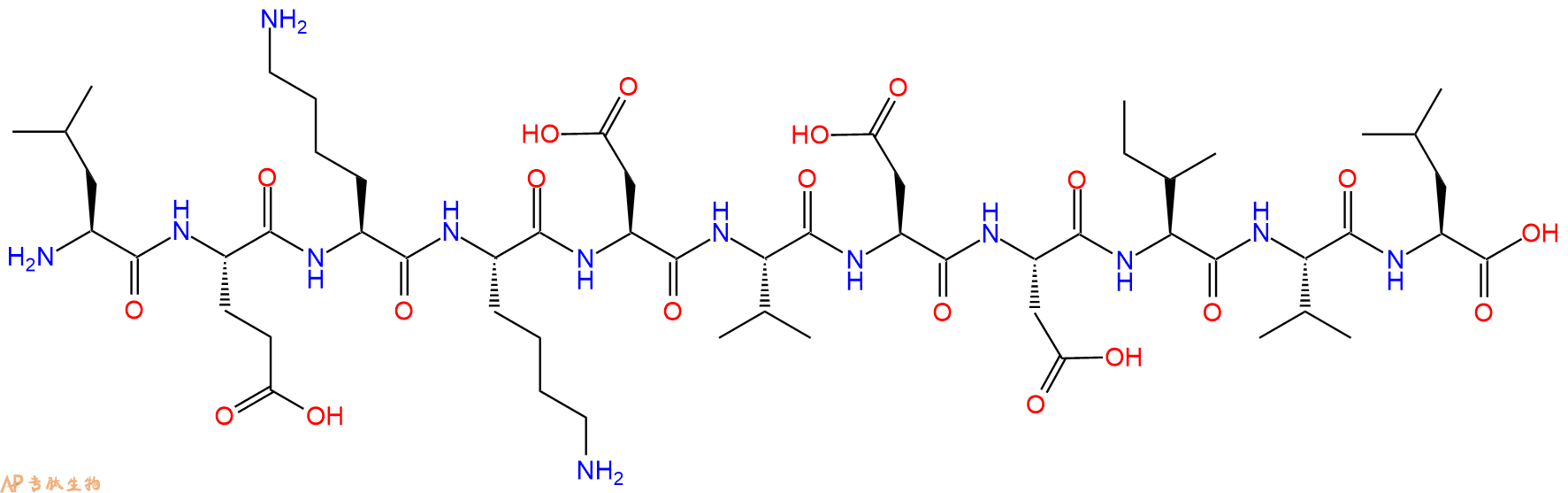 专肽生物产品H2N-Leu-Glu-Lys-Lys-Asp-Val-Asp-Asp-Ile-Val-Leu-OH