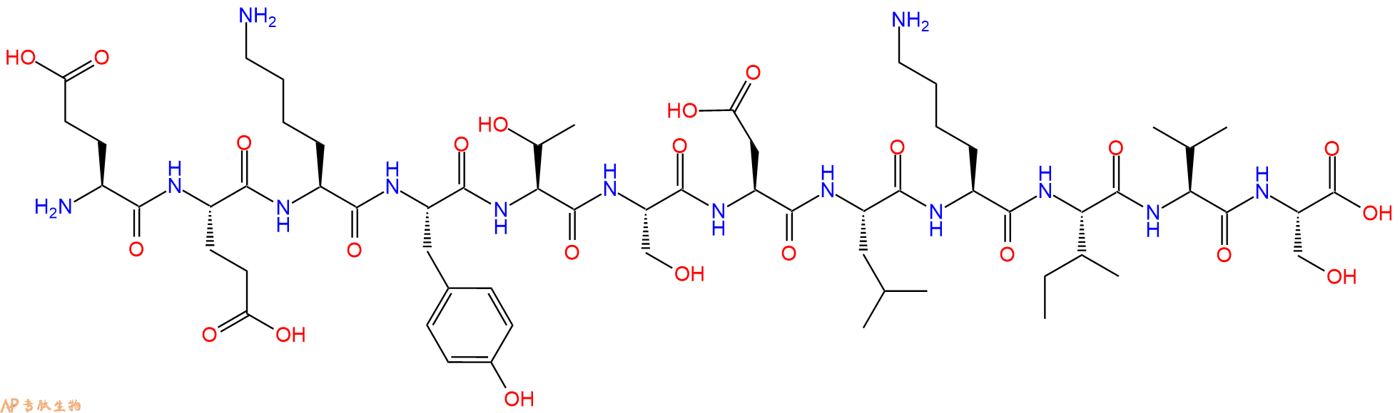 专肽生物产品H2N-Glu-Glu-Lys-Tyr-Thr-Ser-Asp-Leu-Lys-Ile-Val-Ser-OH