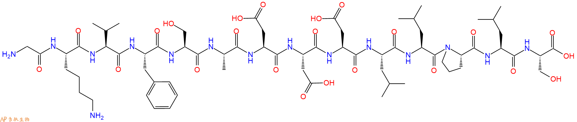 专肽生物产品H2N-Gly-Lys-Val-Phe-Ser-Ala-Asp-Asp-Asp-Leu-Leu-Pro-Leu-Ser-OH