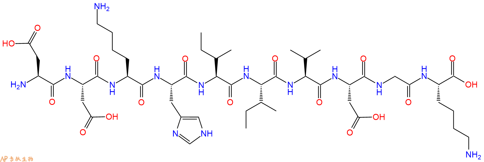 专肽生物产品H2N-Asp-Asp-Lys-His-Ile-Ile-Val-Asp-Gly-Lys-OH