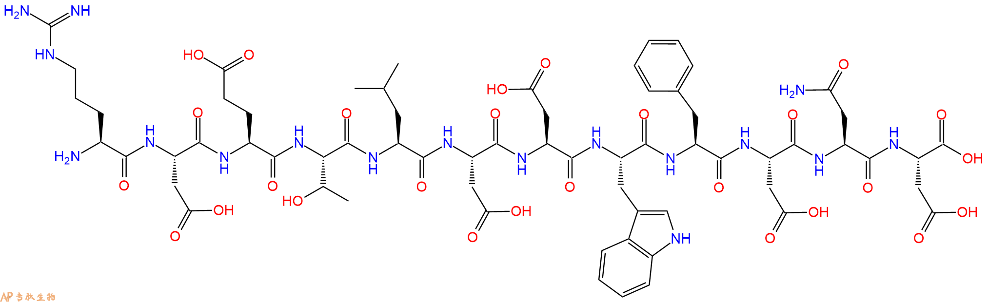 专肽生物产品H2N-Arg-Asp-Glu-Thr-Leu-Asp-Asp-Trp-Phe-Asp-Asn-Asp-OH