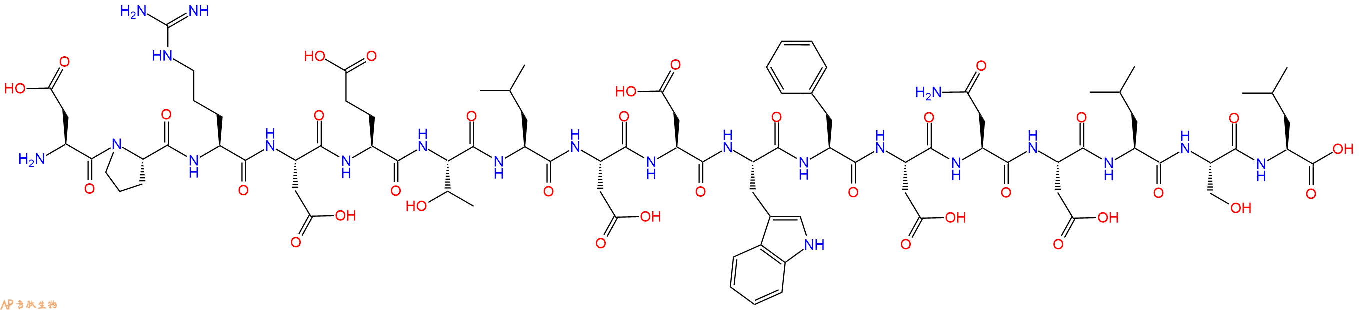 专肽生物产品H2N-Asp-Pro-Arg-Asp-Glu-Thr-Leu-Asp-Asp-Trp-Phe-Asp-Asn-Asp-Leu-Ser-Leu-OH