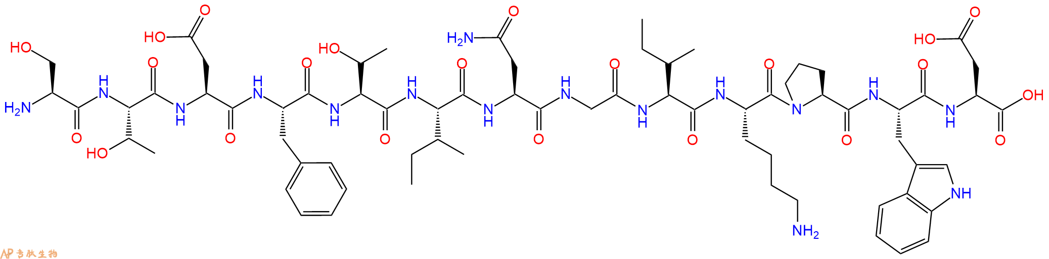 专肽生物产品H2N-Ser-Thr-Asp-Phe-Thr-Ile-Asn-Gly-Ile-Lys-Pro-Trp-Asp-OH