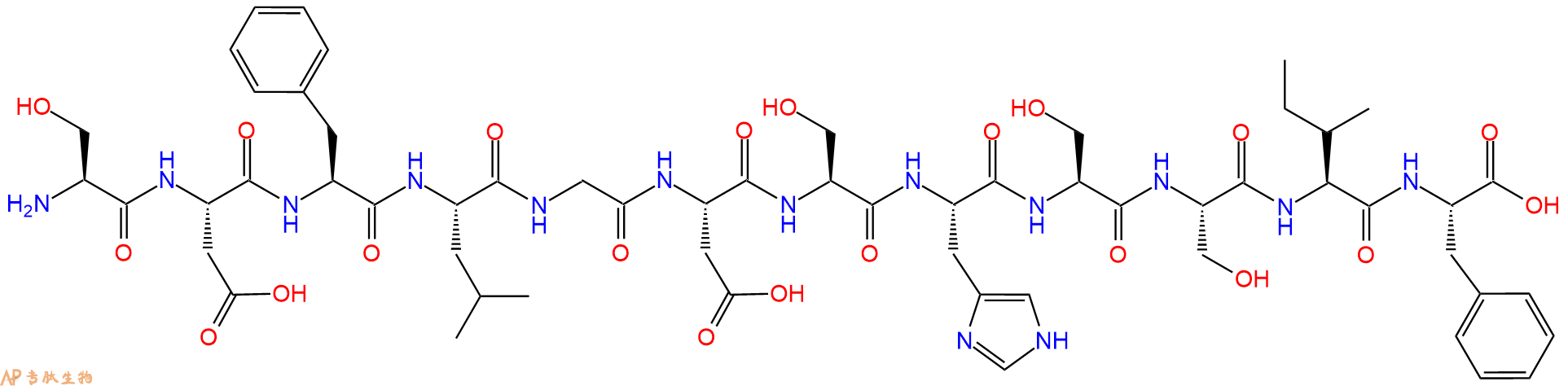 专肽生物产品H2N-Ser-Asp-Phe-Leu-Gly-Asp-Ser-His-Ser-Ser-Ile-Phe-OH
