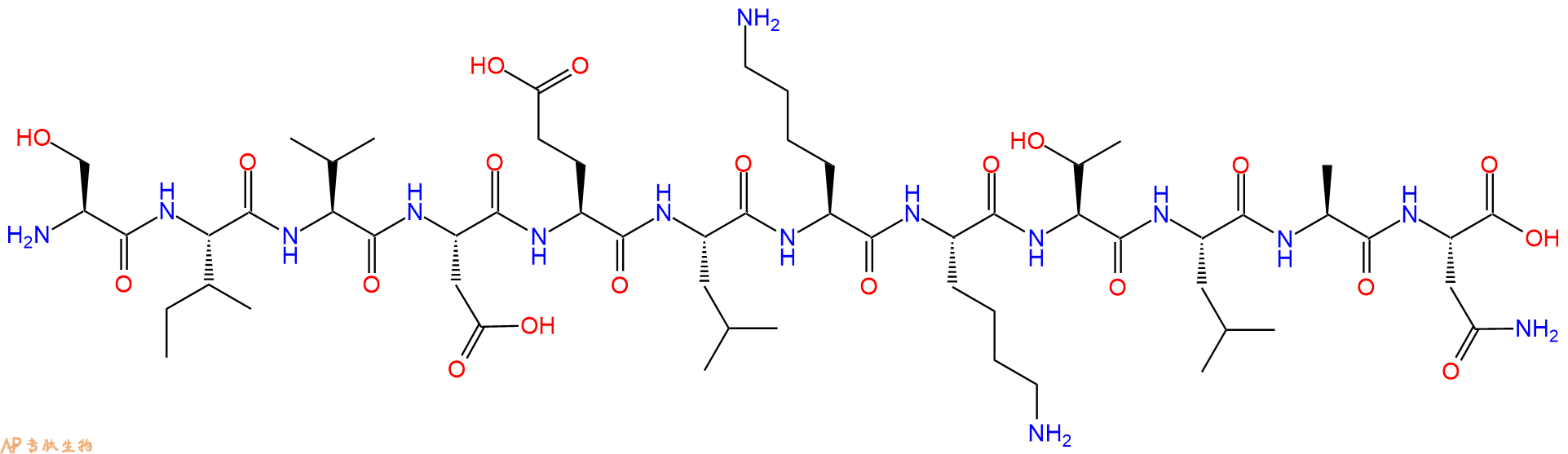 专肽生物产品H2N-Ser-Ile-Val-Asp-Glu-Leu-Lys-Lys-Thr-Leu-Ala-Asn-OH